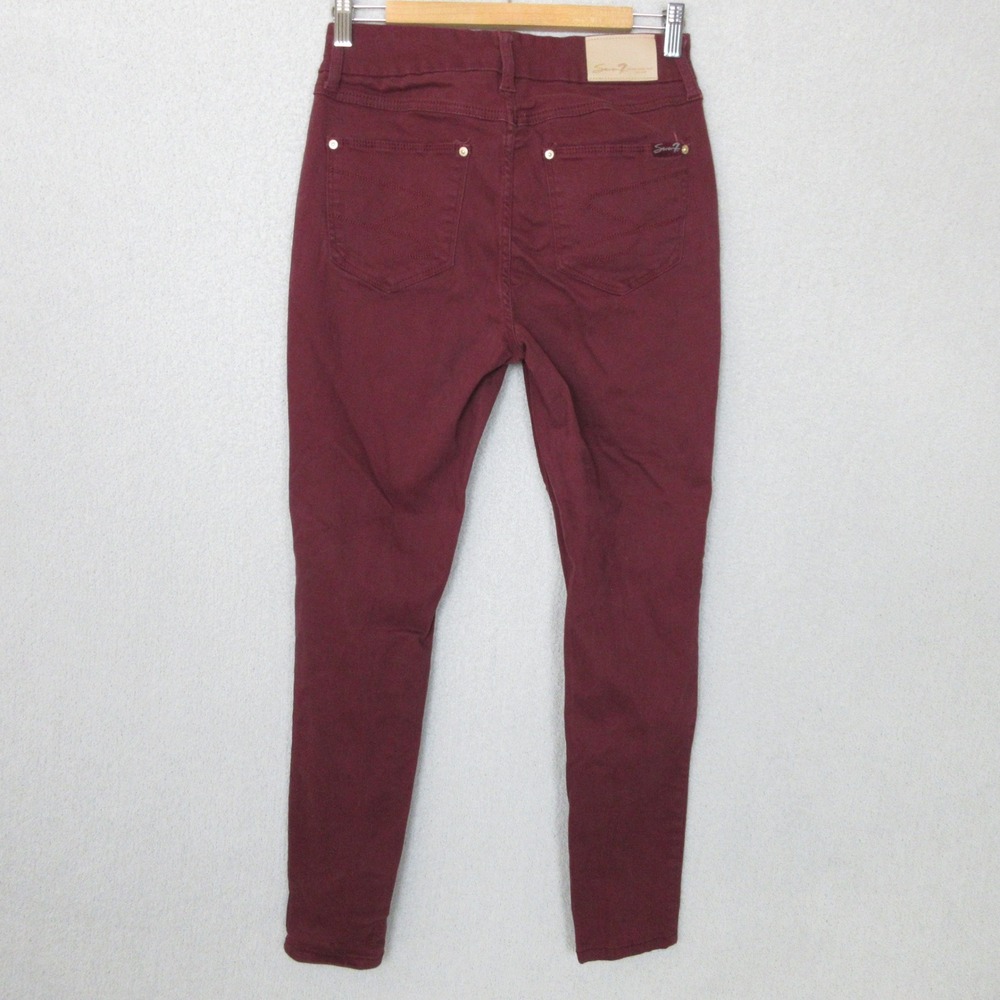 Seven7 Women's Tummy Less High Rise Skinny Jeans Burgundy Size 6 (30x29) - Picture 3 of 13